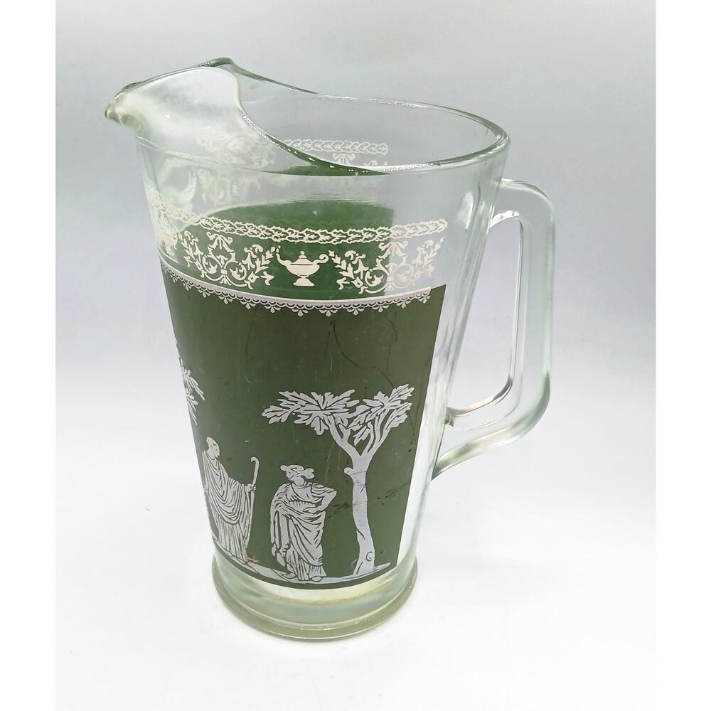 Vintage Jeannette Wedgewood Glass Greek Hellenic Pitcher